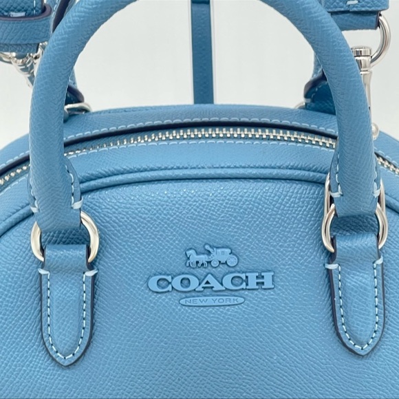 Coach Sydney Satchel Crossbody Bag Leather Midnight Blue - Picture 6 of 12